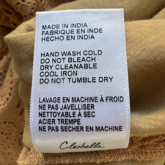 Cleobella Kate Blouse Wheat Tan Eyelet Button-Up Blouse Small Organic Cotton - Picture 13 of 13